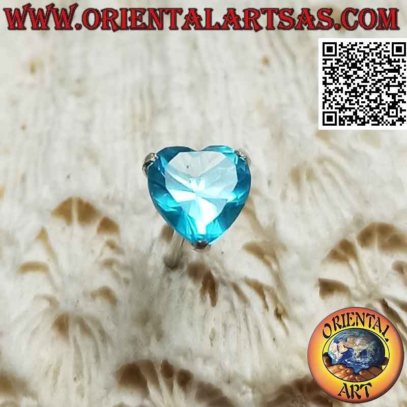 Mini boucle d'oreille en argent, zirconium facetté serti en forme de coeur (6 mm)