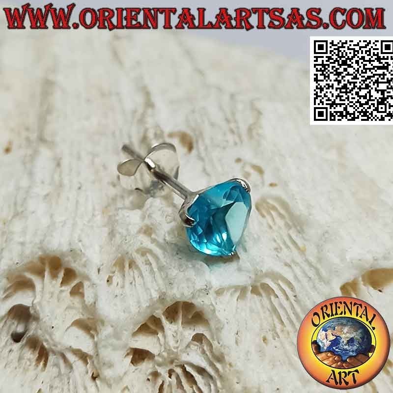 Mini boucle d'oreille en argent, zirconium facetté serti en forme de coeur (6 mm)