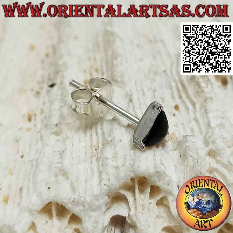 Mini earring / nose pin in silver, triangle with hooked onyx