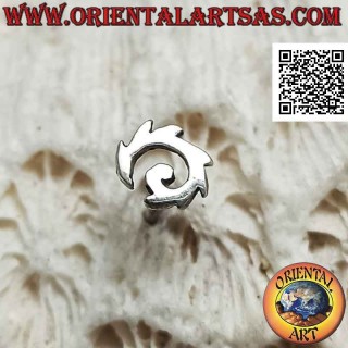 Mini silver earring, the toothed spiral