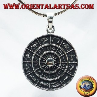 colgante de la rueda del zodiaco zodiaco, plata
