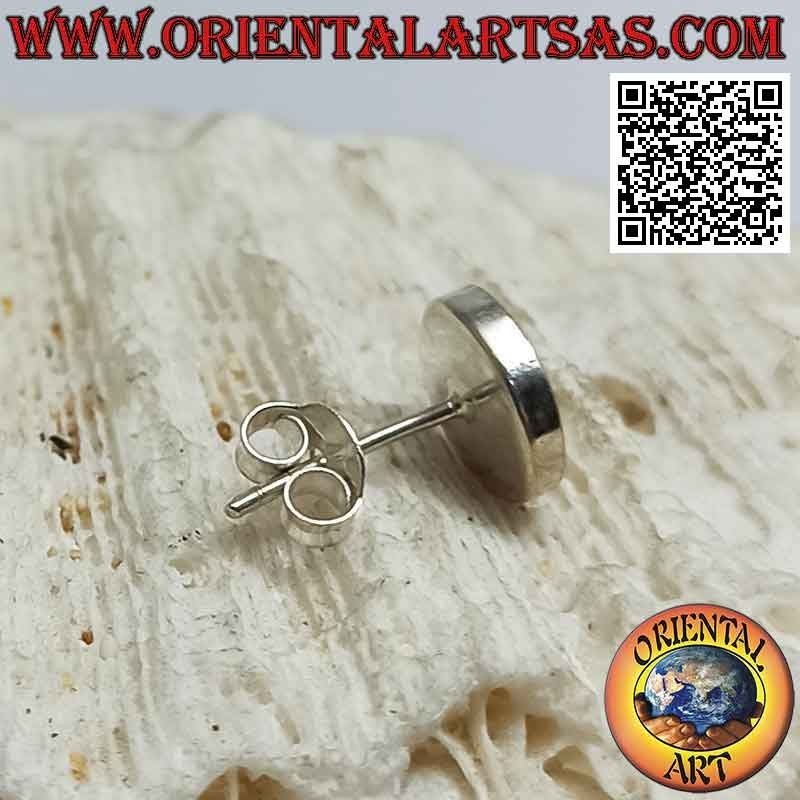 Mini boucle d'oreille en argent, la coquille ronde "oeil de Sainte Lucie" (b)