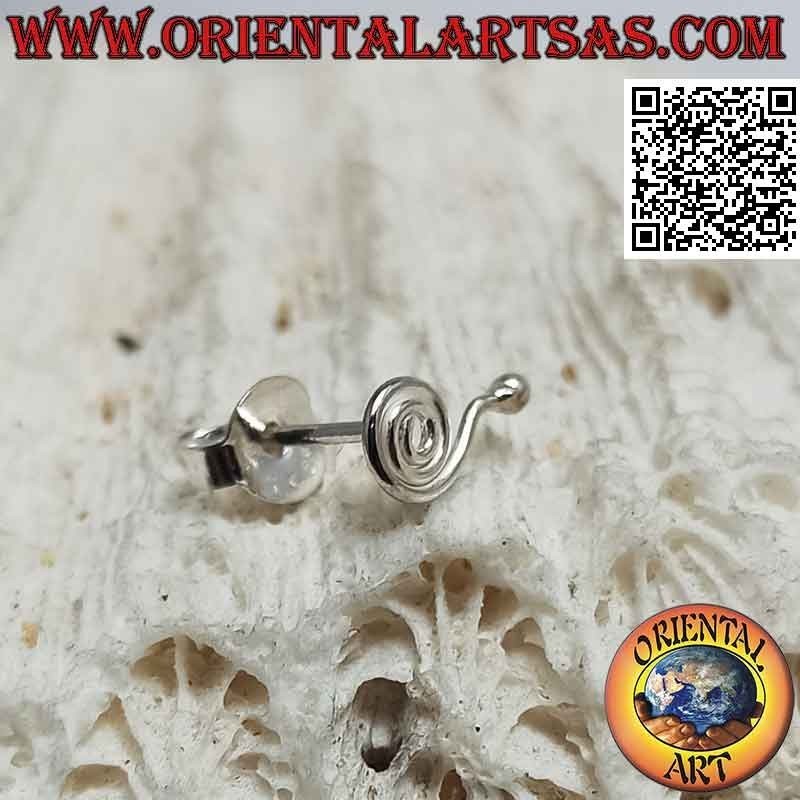 Mini orecchino in argento, la spirale con terminale a pallina (a)