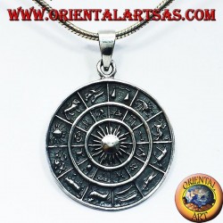 colgante de la rueda del zodiaco zodiaco, plata