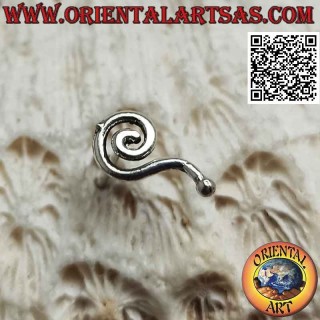Mini silver earring, the spiral with a ball end (b)