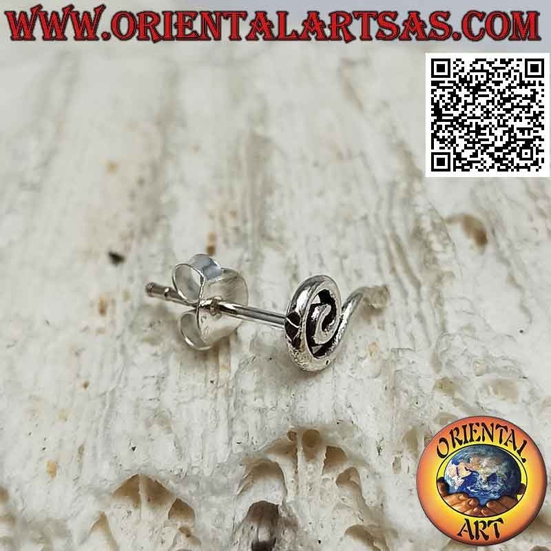 Mini silver earring, the spiral with a ball end (b)