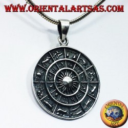colgante de la rueda del zodiaco zodiaco, plata