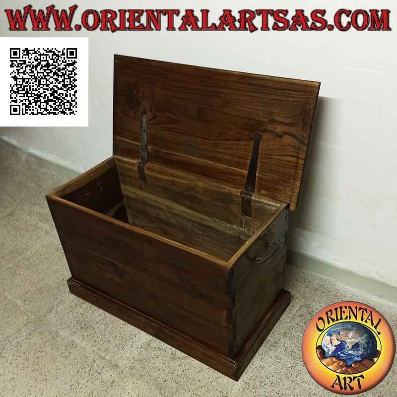 Classic rectangular linear chest in teak wood (dark walnut color)