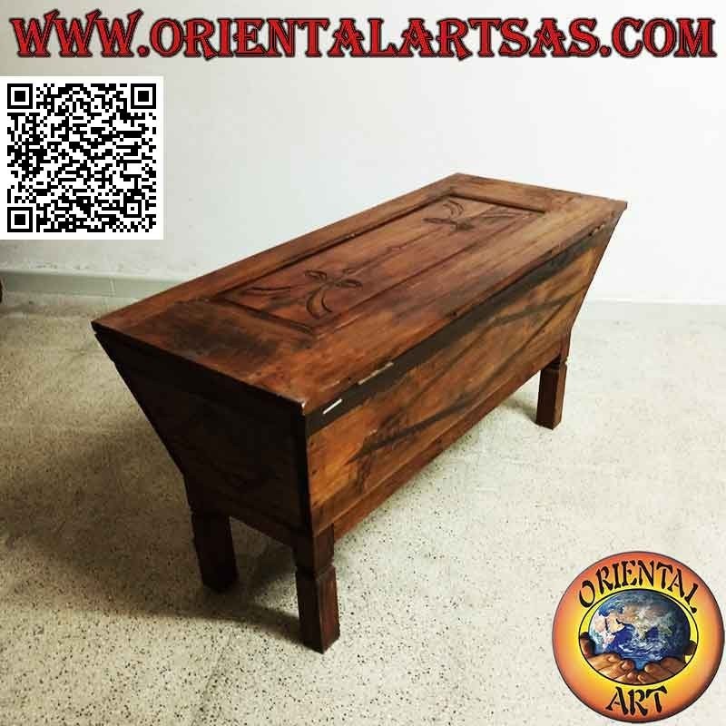 Traditional antique sideboard with carved decorations in antique teak wood