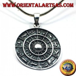 colgante de la rueda del zodiaco zodiaco, plata