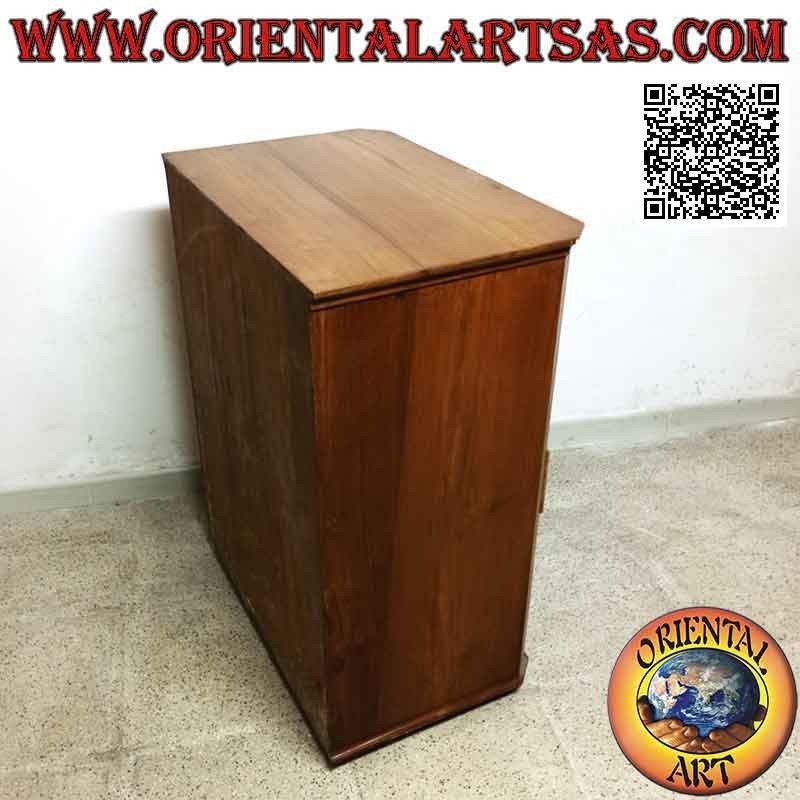 Cajonera de cinco cajones con tiradores en madera de teca antigua