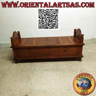Panca - cassapanca "Jodang" liscia in legno antico di teak rifinito (apribile)