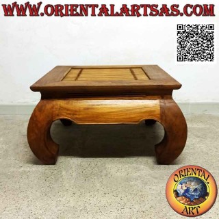 Tavolino da salotto in stile oppio (opium) in legno massiccio di teak e centro di bambù (60*60)