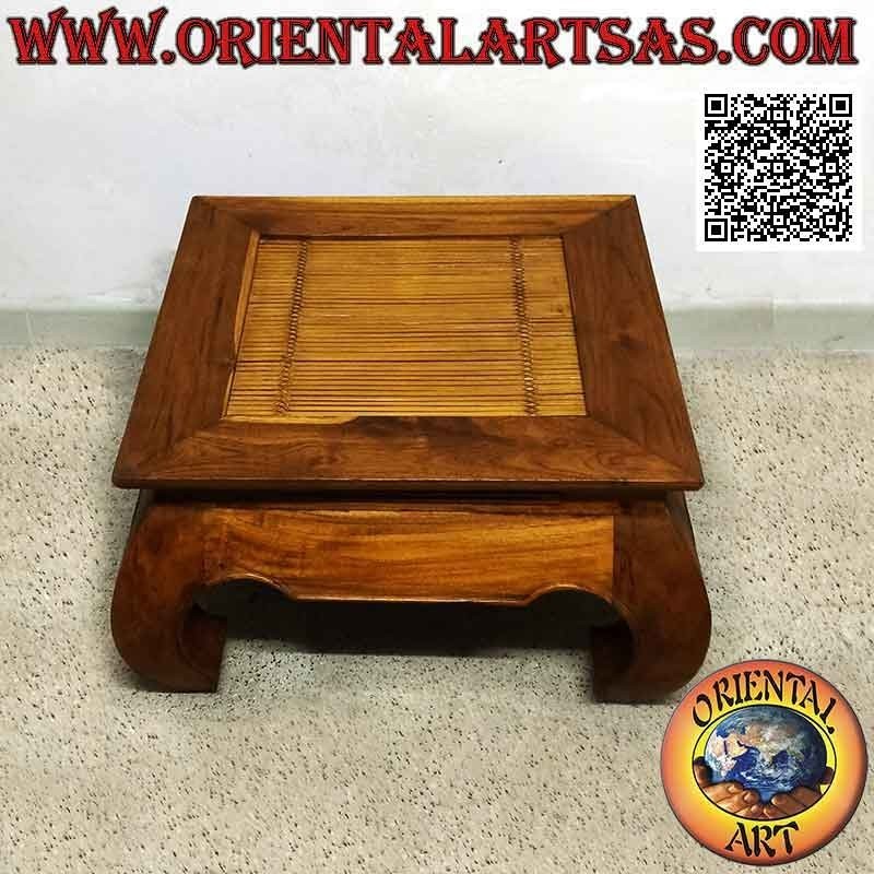 Opium (opium) style coffee table in solid teak wood and bamboo center (60 * 60)