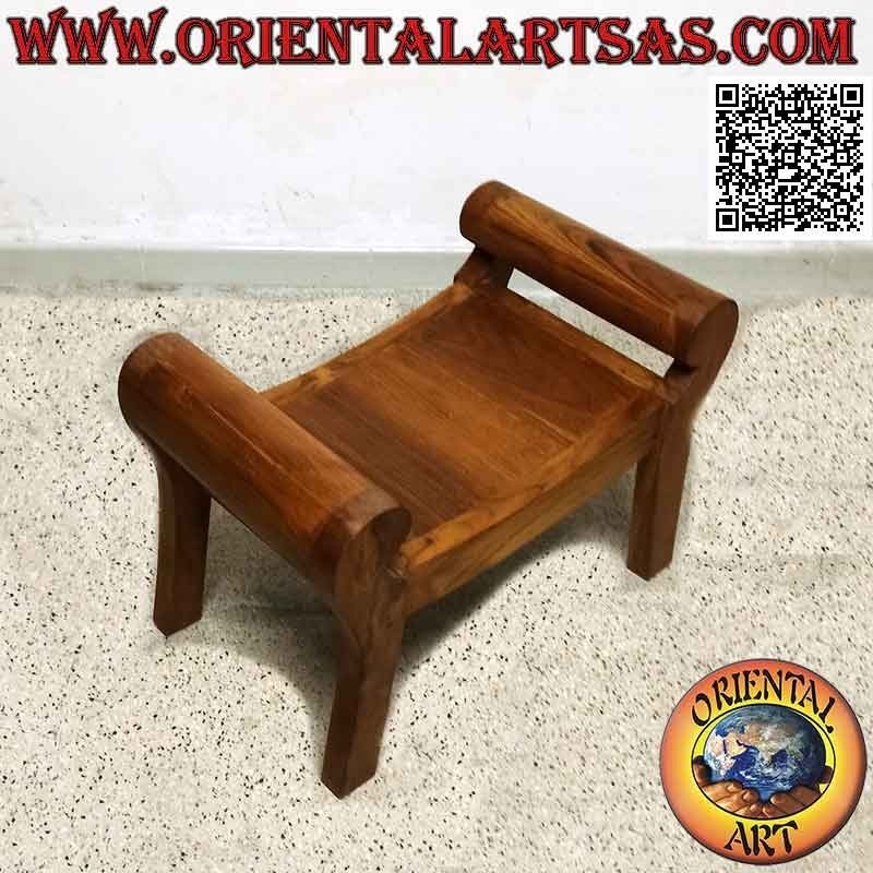 Banc bas "Savonarola" pour chambre ou salon en bois de teck