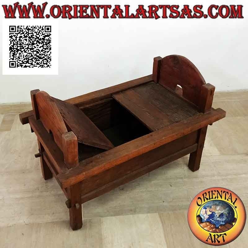 Bench - chest "Jodang" antique original smooth in antique teak wood (can be opened)