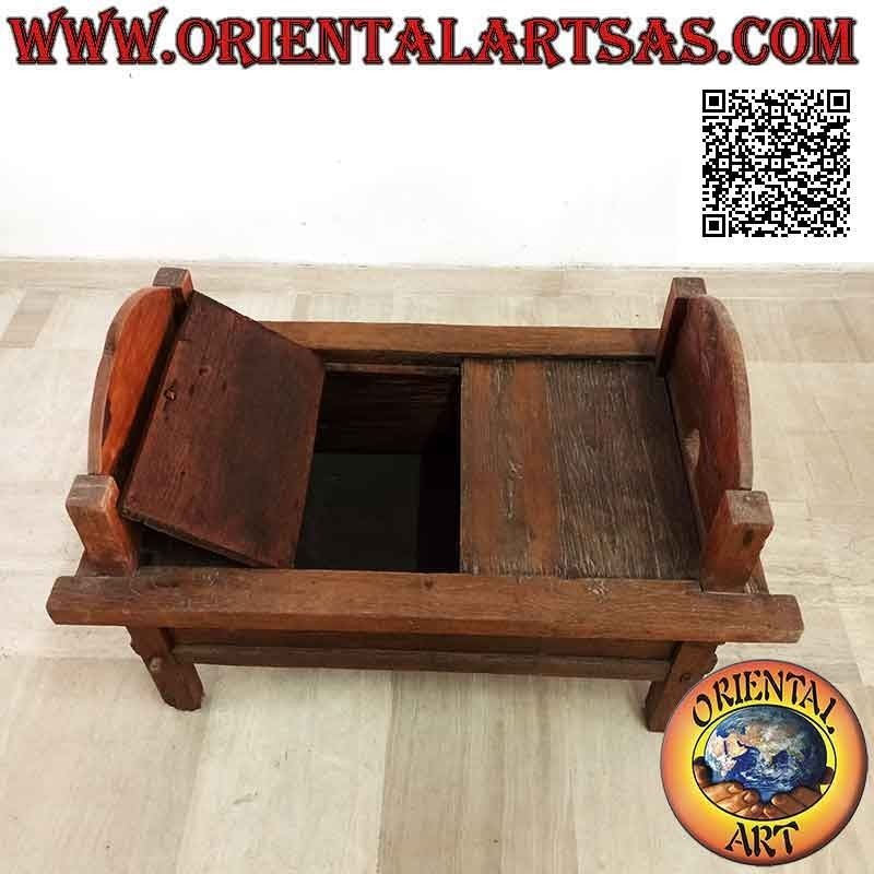 Bench - chest "Jodang" antique original smooth in antique teak wood (can be opened)