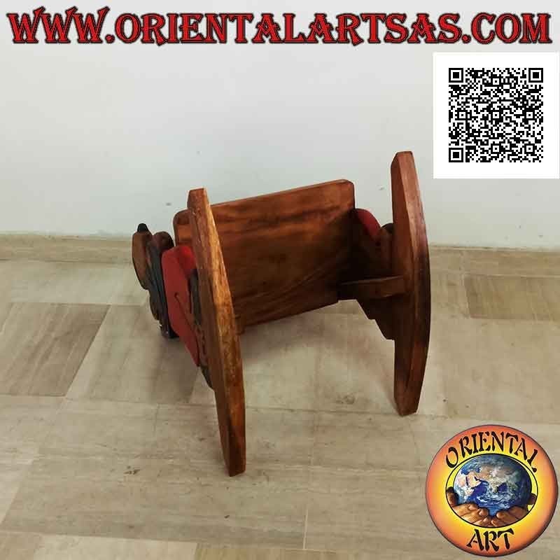 Banco mecedora para niños en madera de Suar (maciza) con estudiante (azul) pintado en los laterales
