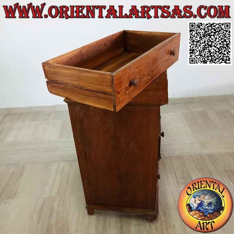 Commode rectangulaire à quatre tiroirs (joints en queue d'aronde) et pieds ronds en bois de teck