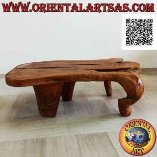 Tavolo da salotto grande rettangolare in radice naturale di legno teak (56h x 160x105)