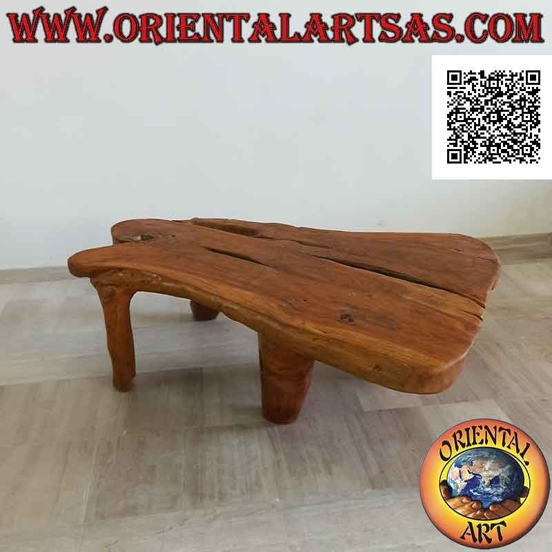 Grande table de salon rectangulaire en racine de teck naturel (56h x 160x105)