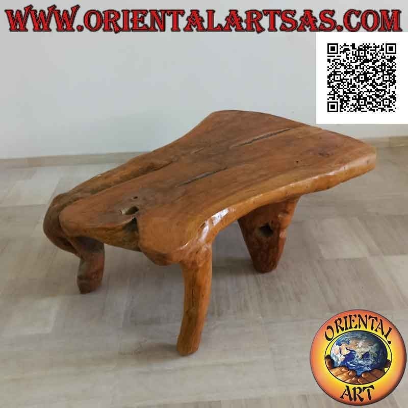Mesa de salón rectangular grande en raíz de teca natural (56 x 160 x 105)