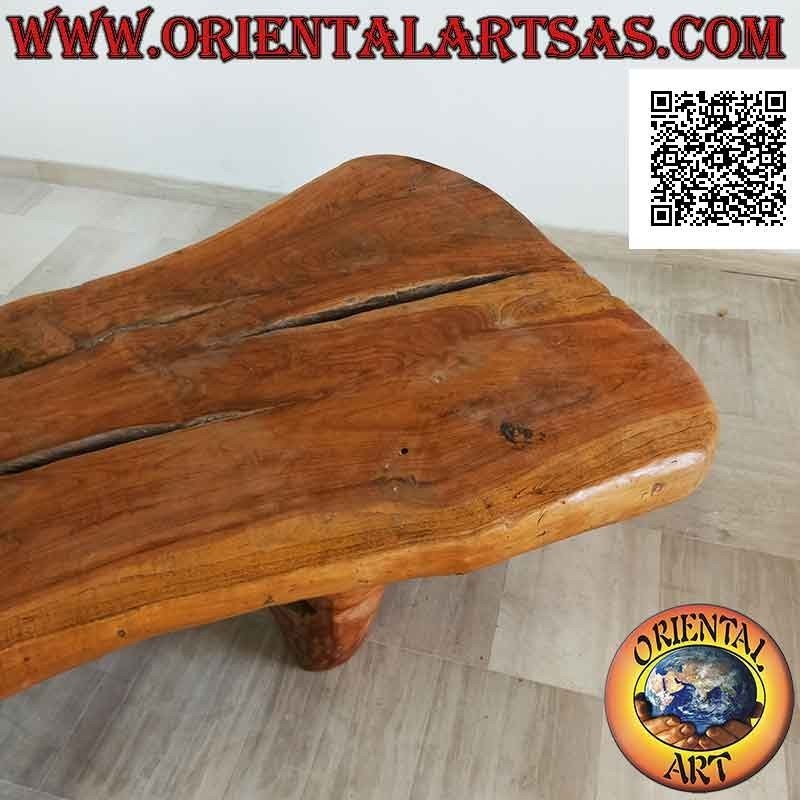 Grande table de salon rectangulaire en racine de teck naturel (56h x 160x105)