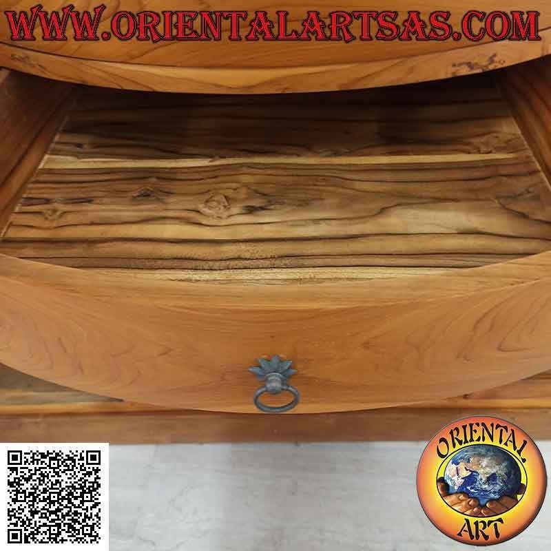 Buffet a 4 ante e 4 cassetti con bombatura curva centrale in legno di teak