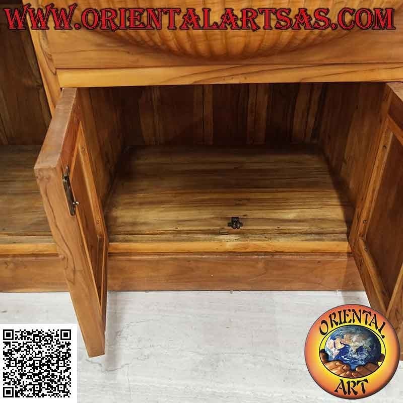 Buffet de 4 puertas y 4 cajones con curva central en madera de teca