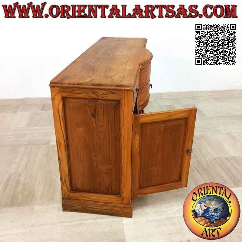 Buffet avec 4 portes et 4 tiroirs avec courbe centrale en bois de teck