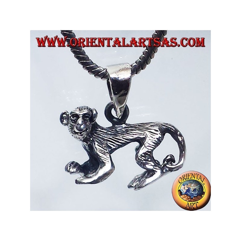 silver pendant, three-dimensional monkey