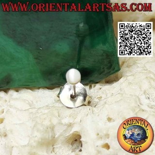 Mini earring in silver, the nacre ball (3 mm Ø)