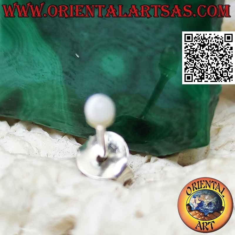 Mini boucle d'oreille en argent, la boule de nacre (3 mm Ø)