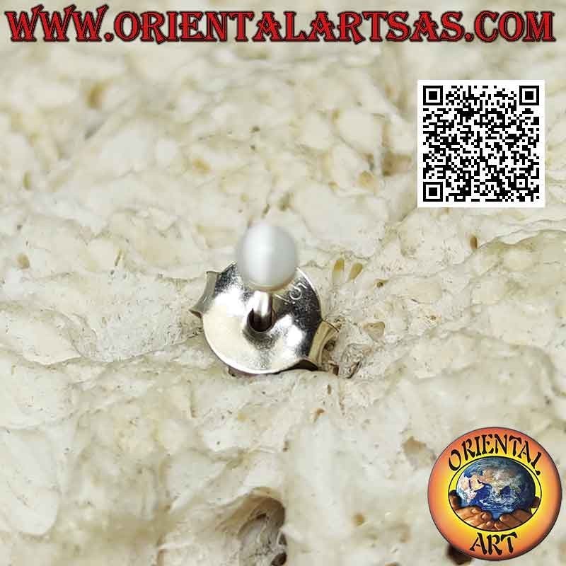 Mini pendiente en plata, la bola de nácar (3 mm Ø)