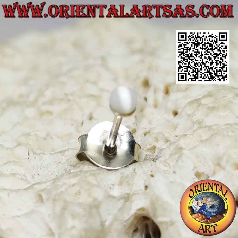 Mini earring in silver, the nacre ball (3 mm Ø)