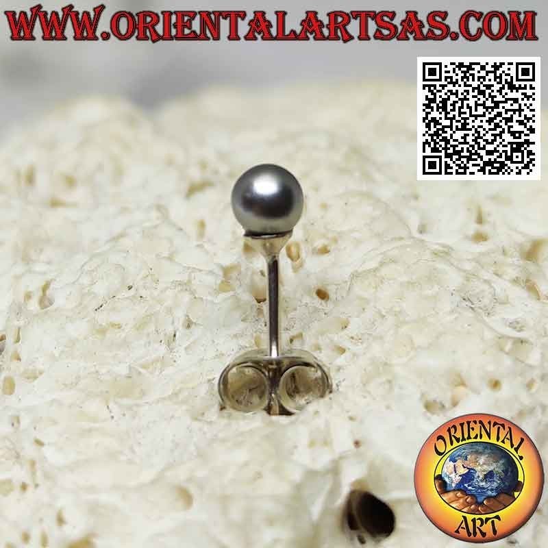 Mini pendiente en plata, la perla gris (4 mm Ø)