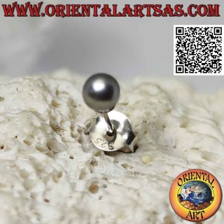 Mini orecchino in argento, la perla grigia (4 mm Ø)