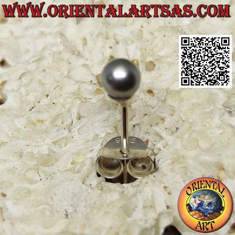 Mini pendiente en plata, la perla gris (4 mm Ø)