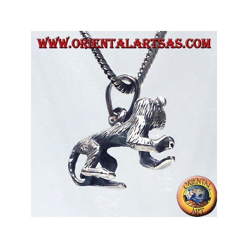 silver pendant, three-dimensional monkey
