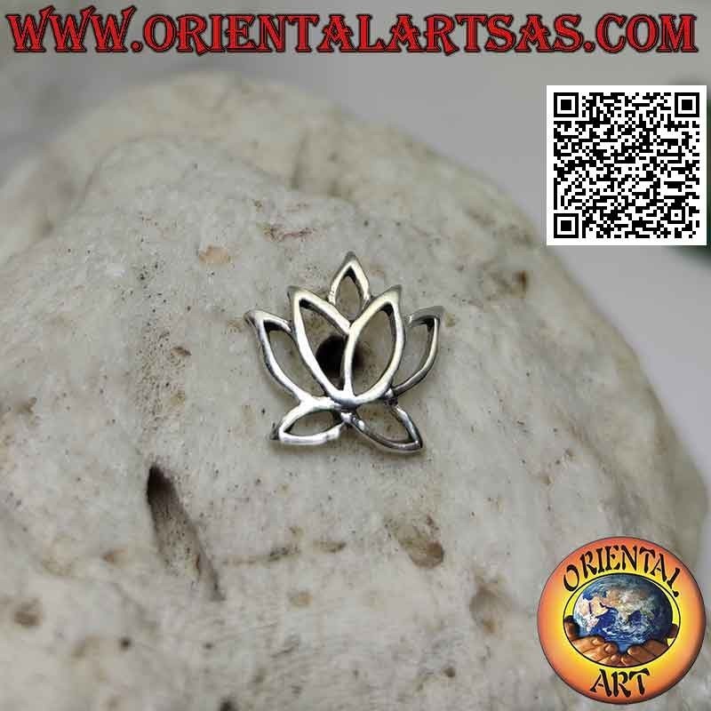 Mini silver earring, the openwork lotus flower (large)