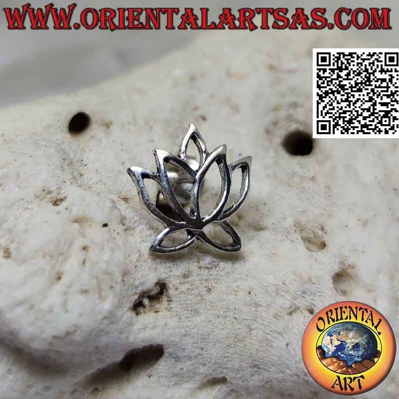 Mini silver earring, the openwork lotus flower (large)