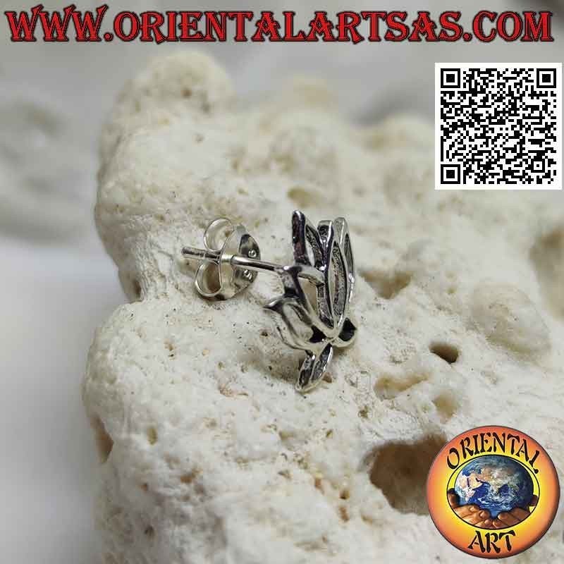 Mini orecchino in argento, il fiore di loto traforato (grande)