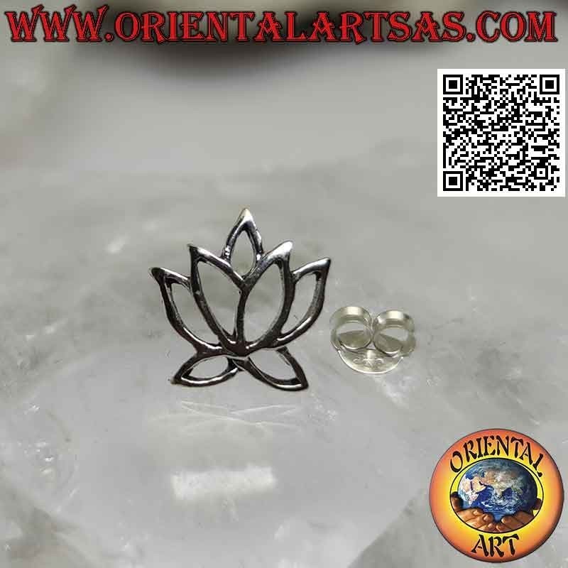 Mini orecchino in argento, il fiore di loto traforato (grande)