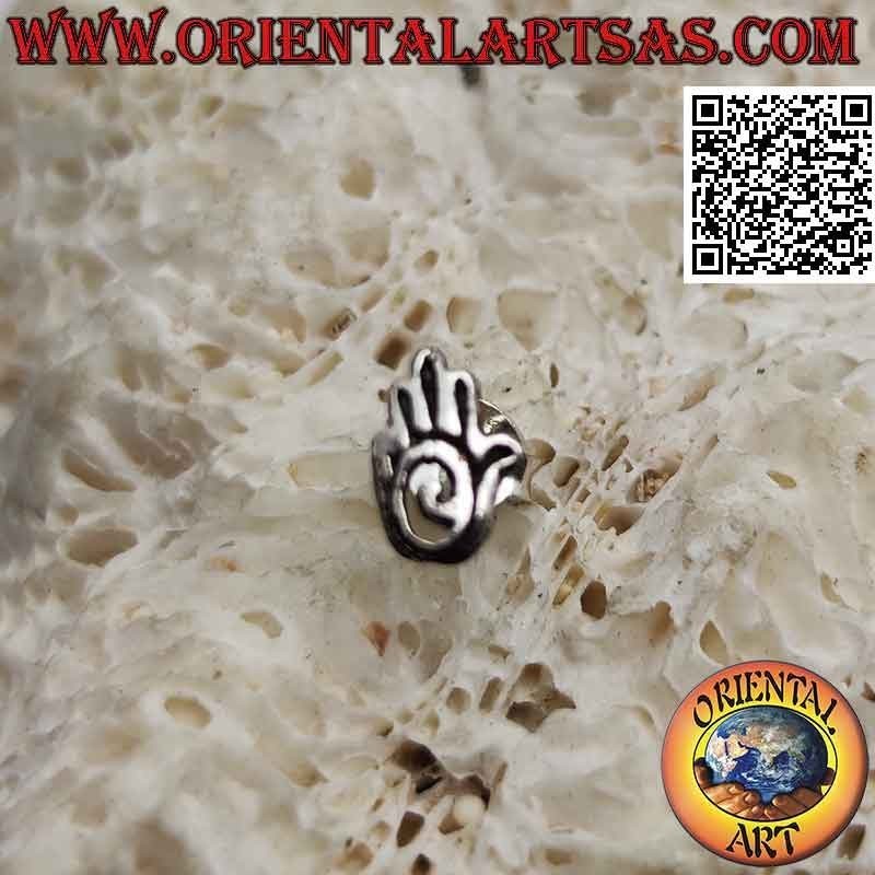 Mini-Silberohrring, Fatima-Hand mit Spirale