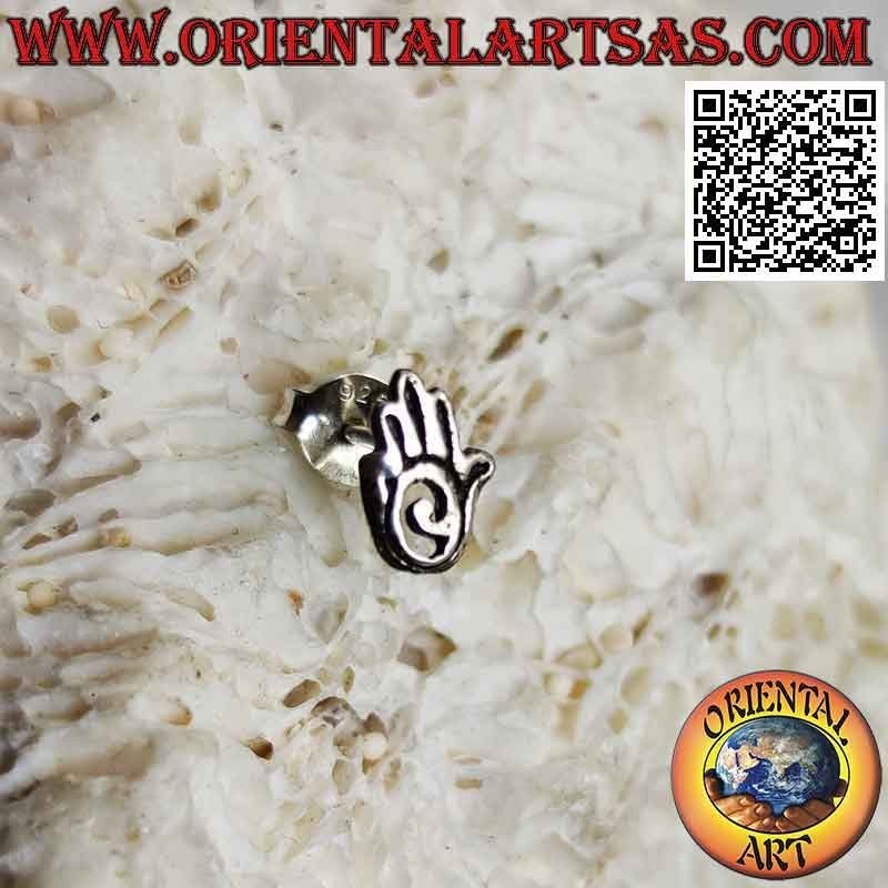 Mini-Silberohrring, Fatima-Hand mit Spirale