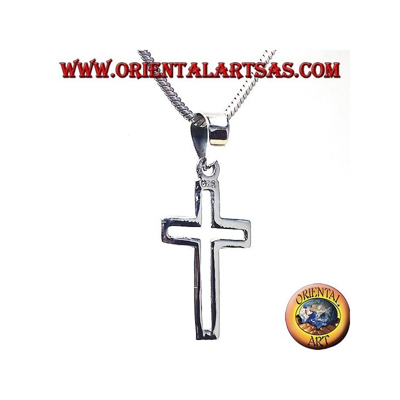 pendentif en argent, linéaires sculpté croix