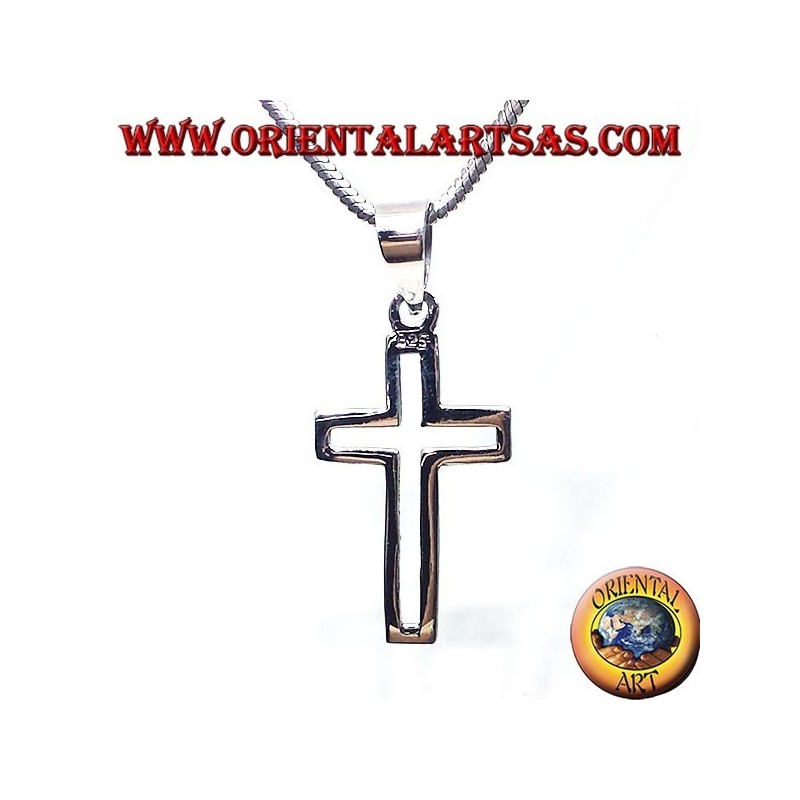 pendentif en argent, linéaires sculpté croix