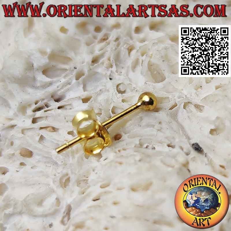 Mini pendiente en plata, la bola lisa (chapado en oro)