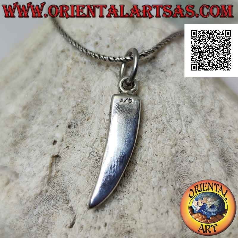 Pendentif en argent, corne porte-bonheur lisse avec trois inserts en nacre