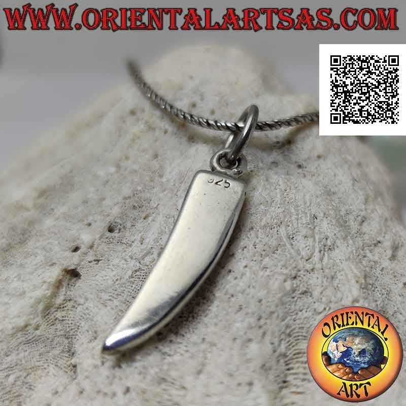 Silver pendant, smooth lucky horn with three mother-of-pearl inserts